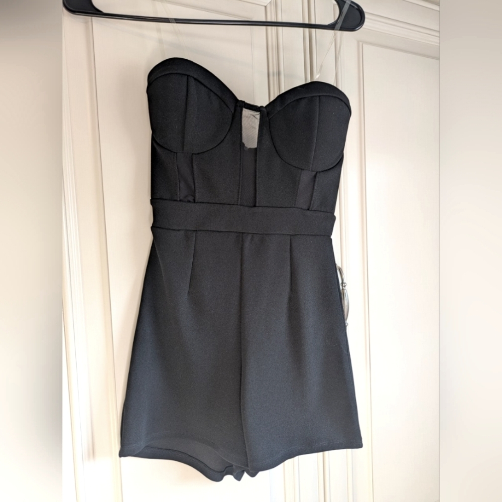 Black strapless romper, Charlotte Russe, size XS